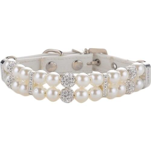 Basic Adjustable Dog Collar Bling Beads Necklace for Pets with Rhinestone for Small Dogs Cats Puppy Poodle Chihuahua Pomeranian