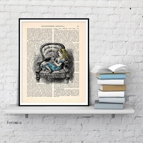 Alice In Wonderland Posters Vintage Book Print Alice Takes a Nap Canvas Painting Christmas Gifts Home Bedroom Decor Picture