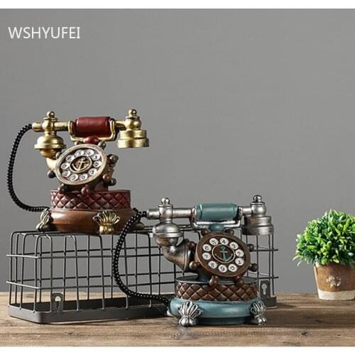 Retro Resin Telephone Home Decoration Photo Studio Shooting Props Study Bogu Shelves Art Decor Accessories Desktop Ornament