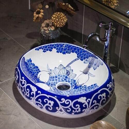 Handmade Europe Vintage Style Lavobo Ceramic Bathroom Counter top Bathroom Sink ceramic hand wash basin