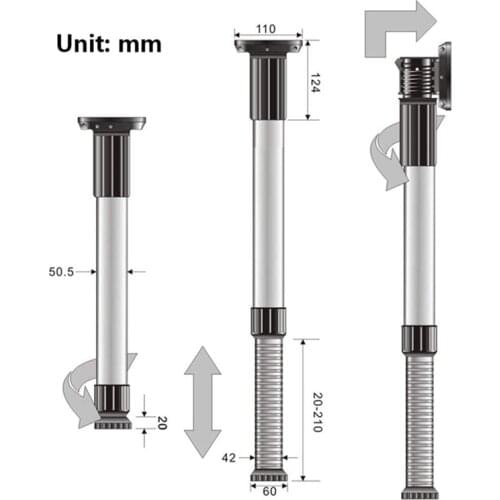 RV table foot portable folding Aluminum lift Table bar for car mechanism Pedestal leg lift rack bar picnic Table For Travel