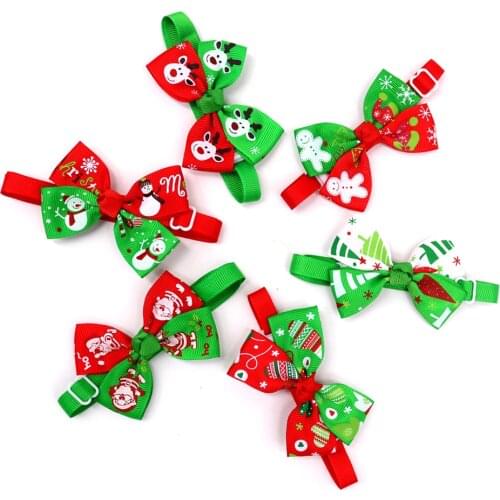 Dogs Bow Ties for Christmas Pet Bow Ties with Rhinestones Adjustable Tie Collars Neckties Navidad Decorations