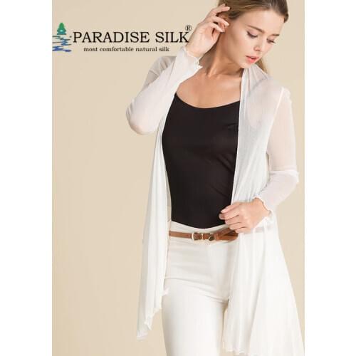 Sunscreen Clothing Womens Long Cardigan Shawl Jacket 100% Silk Mesh Women Long Sleeve Summer New Style One Size