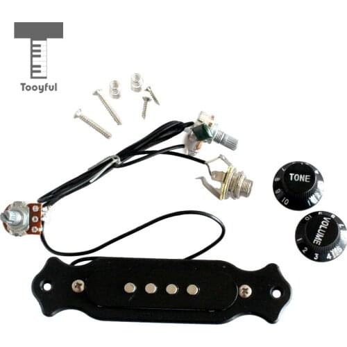 Tooyful High Quality Pre-Wired 4-String Electric Cigar Box Acoustic Guitar Pickup Part Magnetic Pickups with Volume Tone Knob