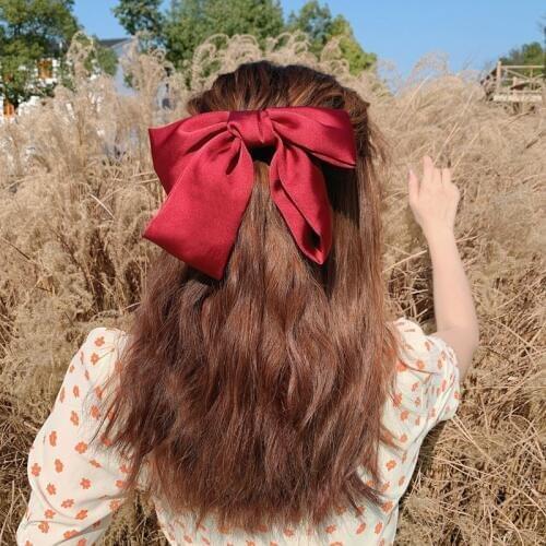 INS Velvet Red Big Bows Hair Clips for Women Girls Hair Pins Tie Ribbon Barrettes Luxury Hair Bands Hair Accessories