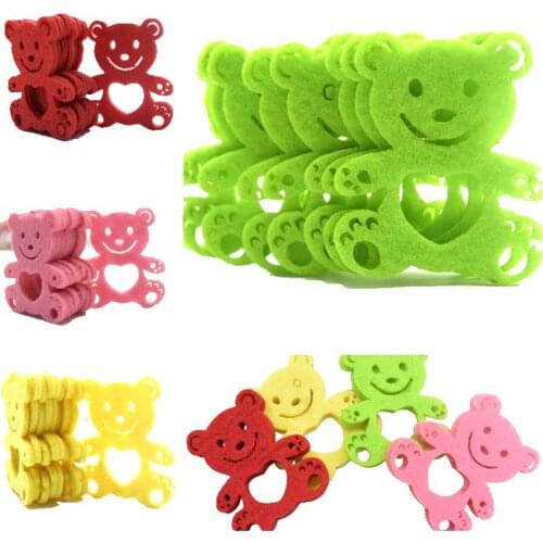 10pcs Colorful Bear Felt Fabric Pads Handmade Materials Patches Felt Pads DIY Craft Accessory Gifts Scrapbooking Decoration