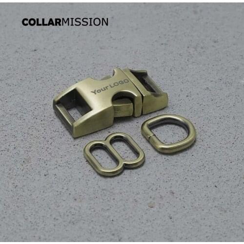 100pcs/lot Engraved (metal buckle+adjust buckle+D ring)for backpack DIY dog cat collar webbing accessory premium 15mm 8 Colours