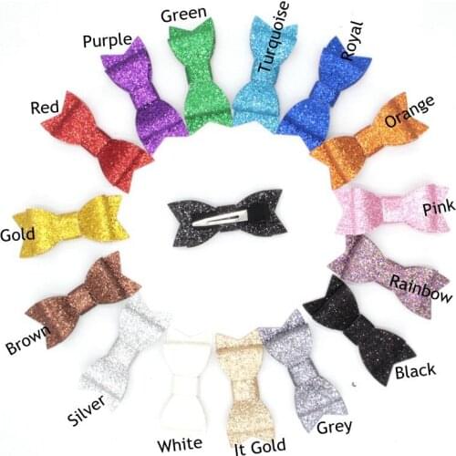 150pcs/lot Modish Girls Wholesale Hair Bows Bestseller Glitter Leather Hair Clips Bowknot Shining Barrettes Girls Hairpins