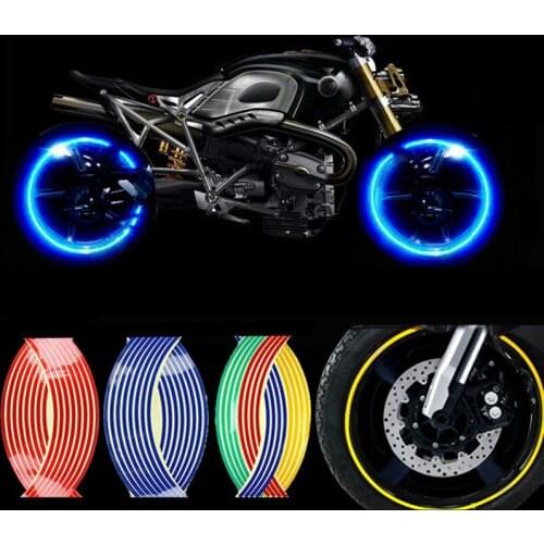 16Pcs 17"18" Strips Motorcycle Car Wheel Tire Stickers Reflective Rim Tape Motorbike Reflective Rim Tape