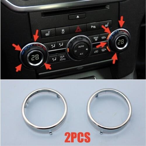2PCS Car A/C Air Conditioning Control Panel Adjust Button Ring Clips For Land Rover Discovery 4 LR4 ABS Chrome