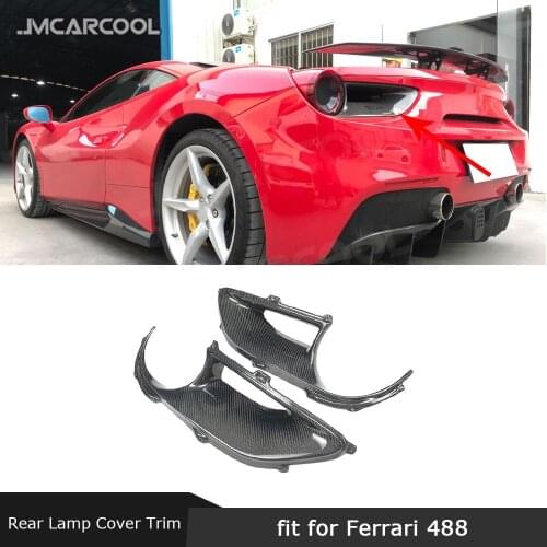2 PCS/Set Dry Carbon Fiber Rear Tail Lamp Frame Air Vent Trim Covers Caps For Ferrari 488 GTB 2015-2018 Car Styling