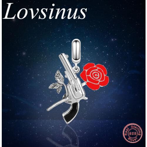 2021 Wholesale Price 925 Sterling Silver Rose Flower & Gun Shape Charm Bead Fit Original Charm Bracelet Necklace Jewelry Making