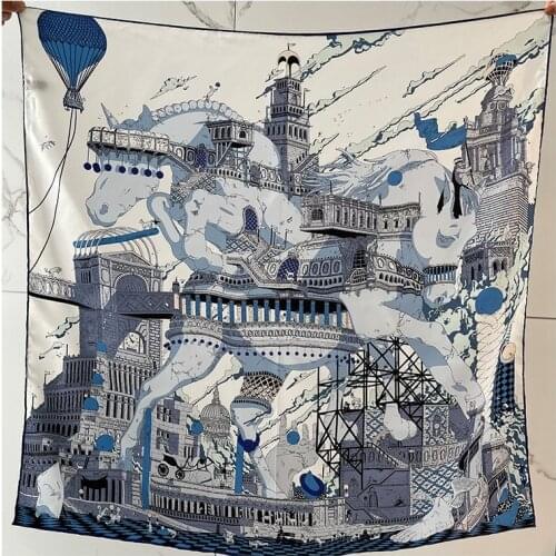 70*70cm 100% Silk Bandana Neckerchief Women Fashion Print Head Scarves for Hair Wrapping