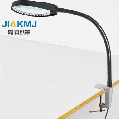 Free Shipping Desktop Reading Magnifier 8X Flexible Rod Dimming Repair Magnifier Table Lamp Working Magnifier LED Light Magnifie
