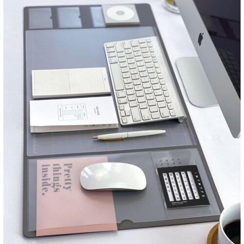 Large XXL PU Mouse Pad Business Desk Mat Laptop Organizer Student Writing Pad with Calendar Scale Card Slot