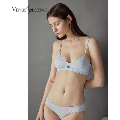 VENUSS BLESSING sexy Front Closure deep v bra super beauty ice silk bra underwear suit Comfortable Sets
