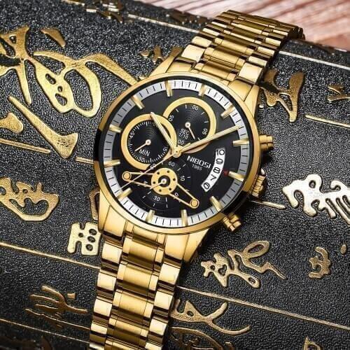 NIBOSI Quartz Sport Watch Relogio Masculino Chronograph Military Army Watches Clock Men Top Brand Luxury Creative Gold Watch Men