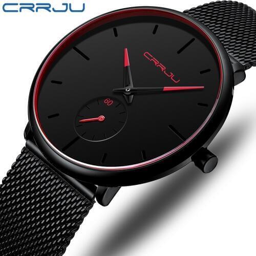 CRRJU Mens Watches Fashion Casual Quartz Dress Watch Men New Designed Waterproof Stylish Mesh Belt Watches Relogio Masculino