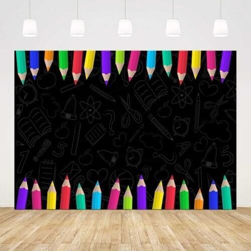 Photography backdrop back to school blackboard background for photo studio pencil study stationery backdrop for photography
