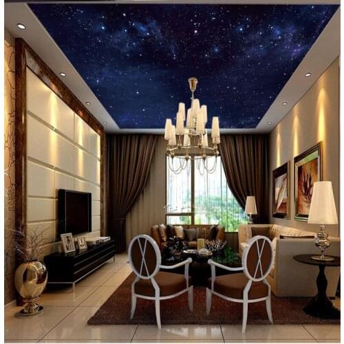 Photo Wallpaper Living Room Bedroom KTV Ceiling Murals Wallpaper Beautiful starry ceiling painting