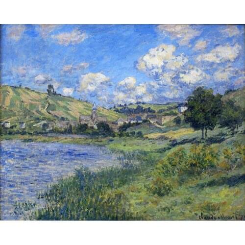 Claude Monet paintings on Canvas Vetheuil, Paysage hand-painted wall art decor High quality