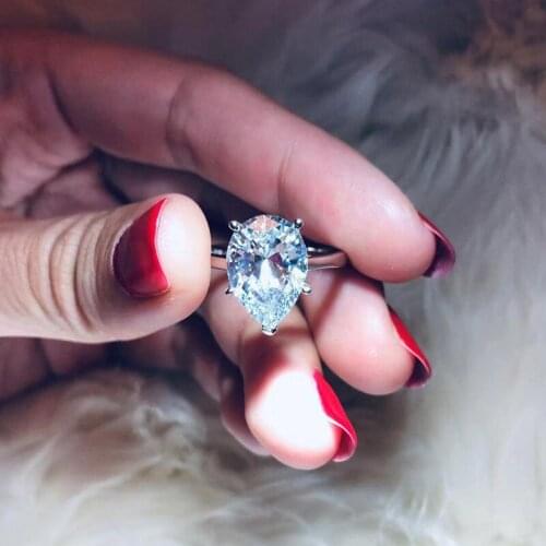 100% 925 Silver Drop-Shaped Cut 10*14MM 12CT Yellow Pink Gemstone WomenS Wedding Engagement Ring