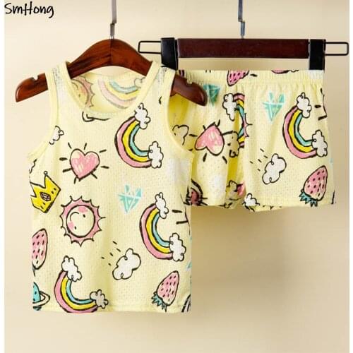 Baby Girls Rainbow Clothing Sets Summer Children Animal Cartoon Vest Clothes 1 to 9 Years Kids Clothes Girls Cotton Girl Sets