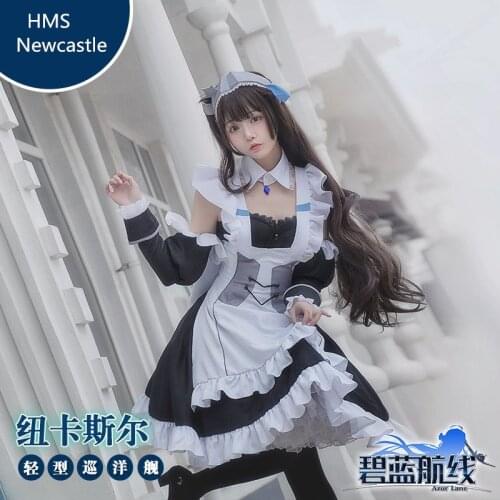 Game Azur Lane HMS Newcastle Cosplay Costume Maid Outfit Cosplay Full Set Carnival Halloween Party Dress