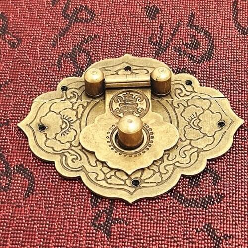 1Pc Glod Box Hasp Latches Chinese Brass Lock Catch for Jewelry Box Suitcase Buckle Clip Clasp Furniture Hardware