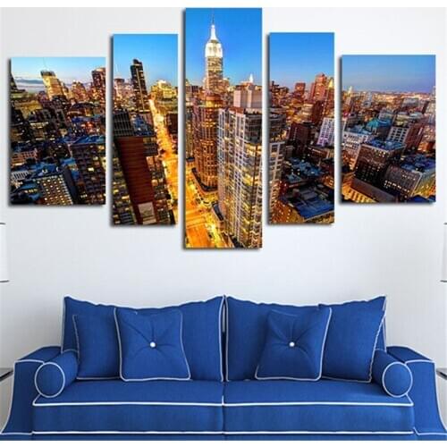 New Arrived 5 Planes Wall Canvas Modular Painting New York City View Modern HD Art Picture Print Paint Living Room Decor Unframe