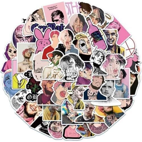 50Pcs Lil Peep Rapper Stickers For Laptop Luggage Motorcycle Suitcase Skateboard Phone PVC Decals DIY Gift
