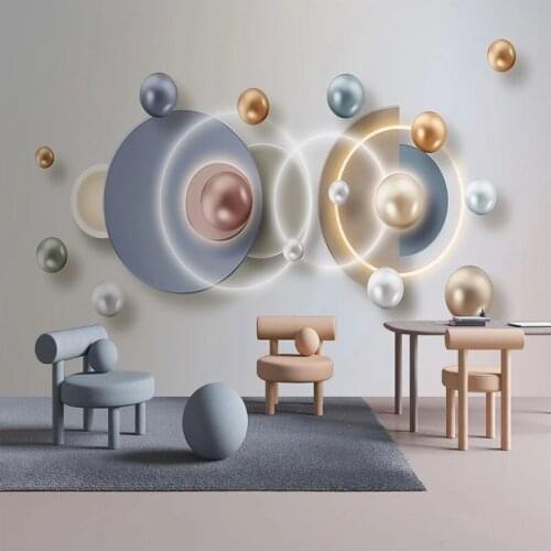 3D Wallpaper Abstract Ball Geometric 3D Pink Photo Wall Mural Wedding House Bedroom Home Decor Wall Cloth Papel De Parede Fresco