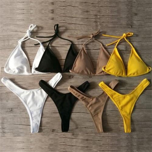 New Sexy High Cut Bikinis 2019 Mujer Micro High Waist Bikini Set Push Up Thong Biquini Swimwear Women Mini Swimsuit Bathing Suit