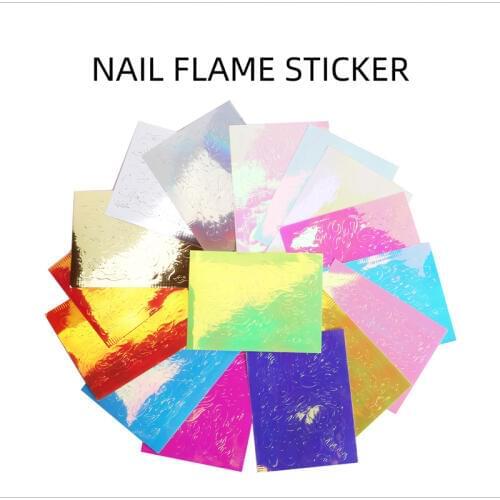 Flame Nails Decals 400 flames/ 16 Sheets | Fire Nail Art Design Sticky Back | Bulk Quantity Nail Stickers Fires Sticker,KJKJ787