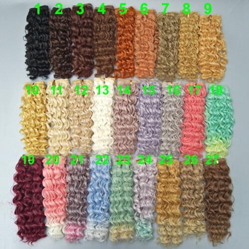 20CM thick doll hair hight temperature deep wave wigs for blyth doll 1/3 1/4 1/6 BJD handmade Cloth doll wigs