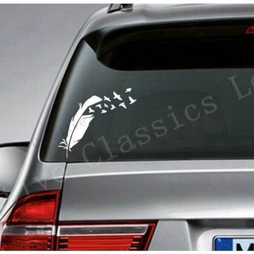 Feather Car Decal - birds car stickers - Natural vinyl car decal stickers, elegance car decor