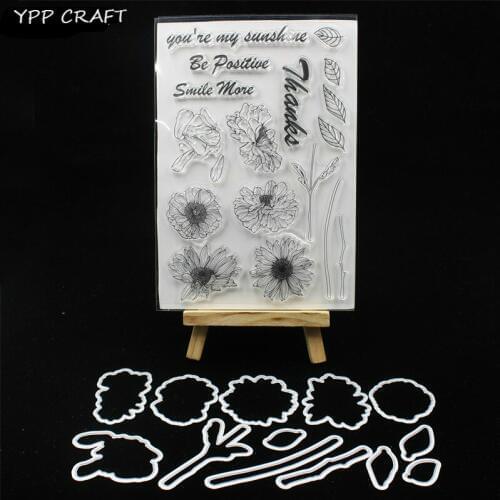 YPP CRAFT Sunflowers Stamp And Metal Cutting Dies for DIY Scrapbooking/photo album Decorative Embossing DIY Paper Cards