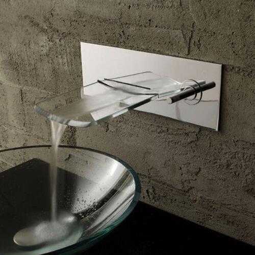 Bathroom faucet glass Waterfall Wall Mounted Faucet Bath Basin Mixer tap