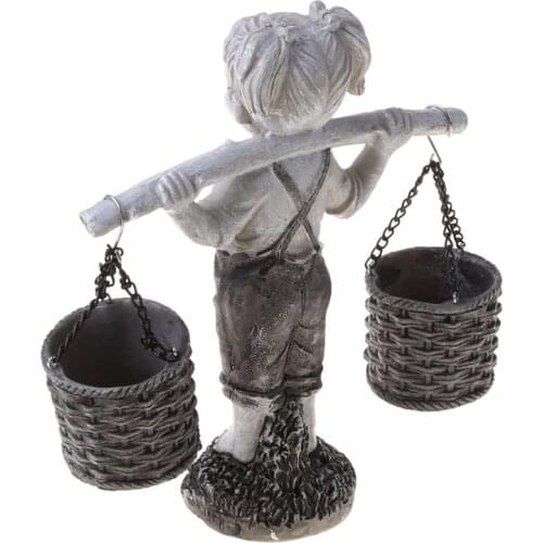 T21D Flowers for Felicity Little Girl Garden Statue Two Tone Stone Garden Statues Sculptures Decoration