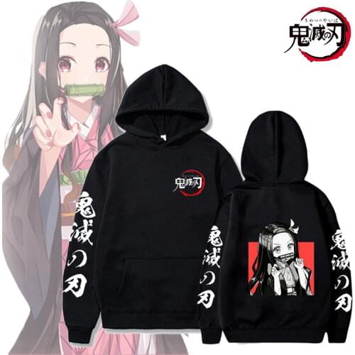 Demon Slayer Nezuko Hoodies Streetwear Students Creative Sweater Fashion Anime Printed Cosplay Costume Pullover Sweatshirt