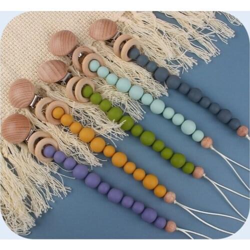 Pacifier Clips Chain Silicone Beads BPA Free DIY Dummy Clip Holder Soother Chains Baby Teething Toys Chew Gifts
