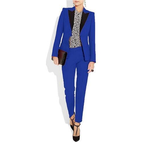 Custom Made Business Pant Suits for Women Plus Size Ladies Pantsuit Blazer+Pants for Work Royal Blue Pantsuit for Wedding Party