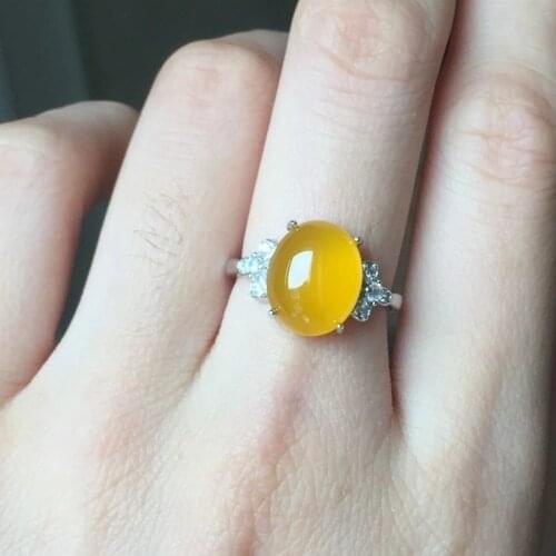 Natural Yellow Chalcedony Gemstone Ring S925 Sterling Silver Fine Fashion Wedding Charming Jewelry for Women Free Shipping