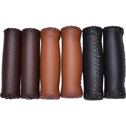 1 Pair Vintage Retro Artificial Leather Cycling Riding MTB Road Mountain Bike Bicycle battery car Handlebar Grip Ends