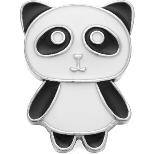 10pcs/lot New Snap Jewelry Oil Painting Lovely Chinese Panda Snap Buttons Fit 18mm Snap Button Bracelet Bangle for Women Kid