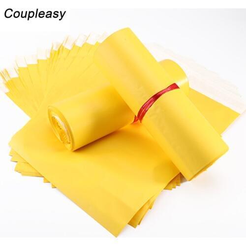 100Pcs 5 Sizes Yellow Plastic Envelopes Bag Waterproof Shipping Mailbag Self Sealing Courier Bag Business Package Supplies