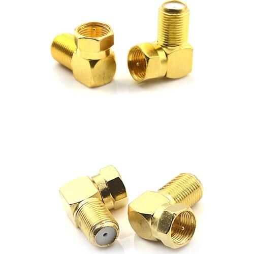 2pcs Copper F Male Plug Right Angle Satellite Sky Coax Cable Socket 90 Degree Elbow Adapter 22.3*8.5mm