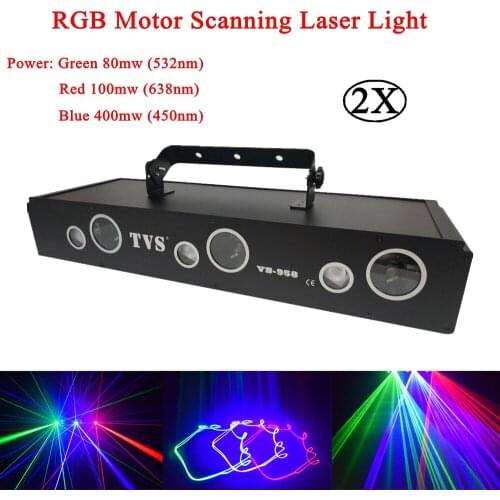 2Pcs/Lot RGB Motor Scanning Laser Beam Light Stage Disco Party Christmas Decoration Laser Lights DMX512 Sound DJ Equipment
