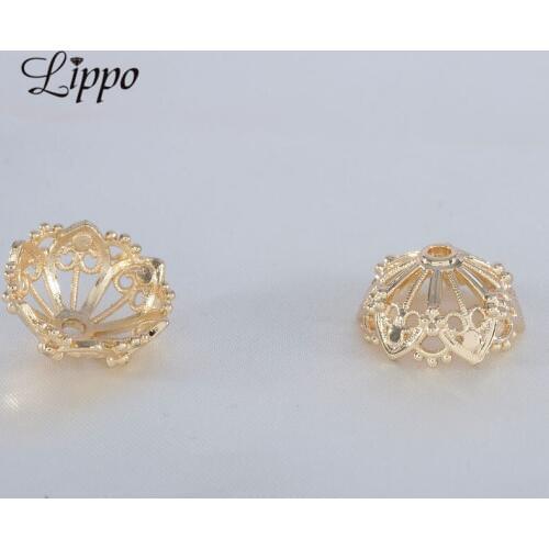 20pcs Hollow Gold Flower Beads Caps Tassel Cap Wholesale Jewelry accessory
