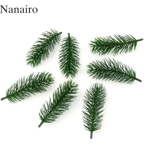30pcs Artificial Plastic Green Pine Plants Branches Wedding Home Party Decorations DIY ChristmasTree Handcraft Accessories